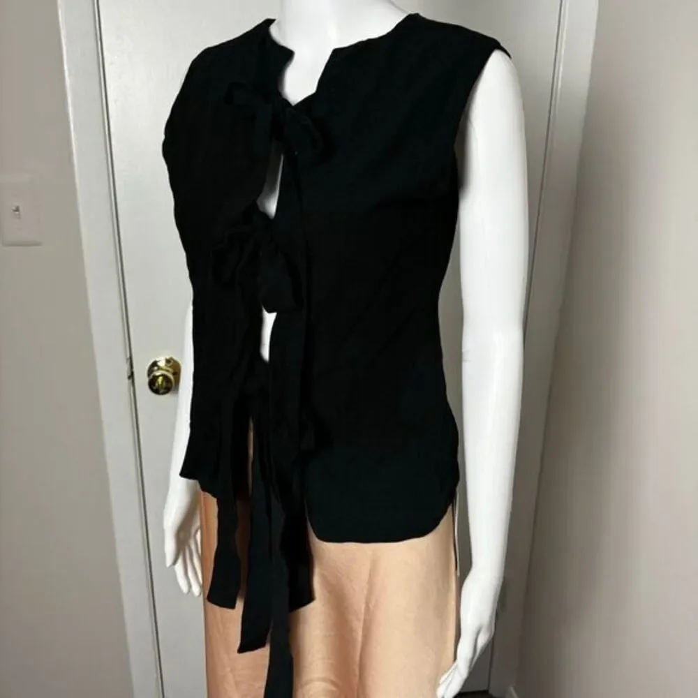 Commense‎ Chic Cotton Knotted Multi-Wear Black Top Bow Detail Small - Picture 9 of 13